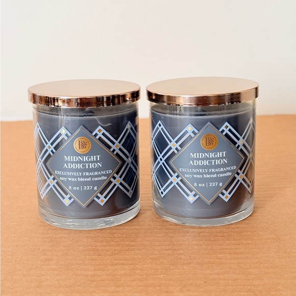 2 X Bath & Body Works Midnight Addiction Soy Wax Blend Single Wick Candle 8 oz - Picture 1 of 9